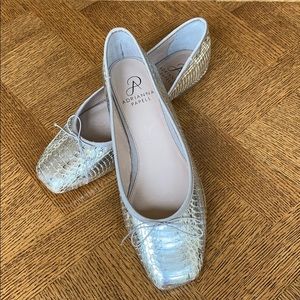 Adrianna Papell silver snakeskin ballet flats